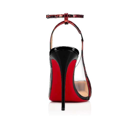 Christian Louboutin Optichoc 100 Black Red Patent PVC Ankle Strap Heel Pump 36 - Picture 10 of 11